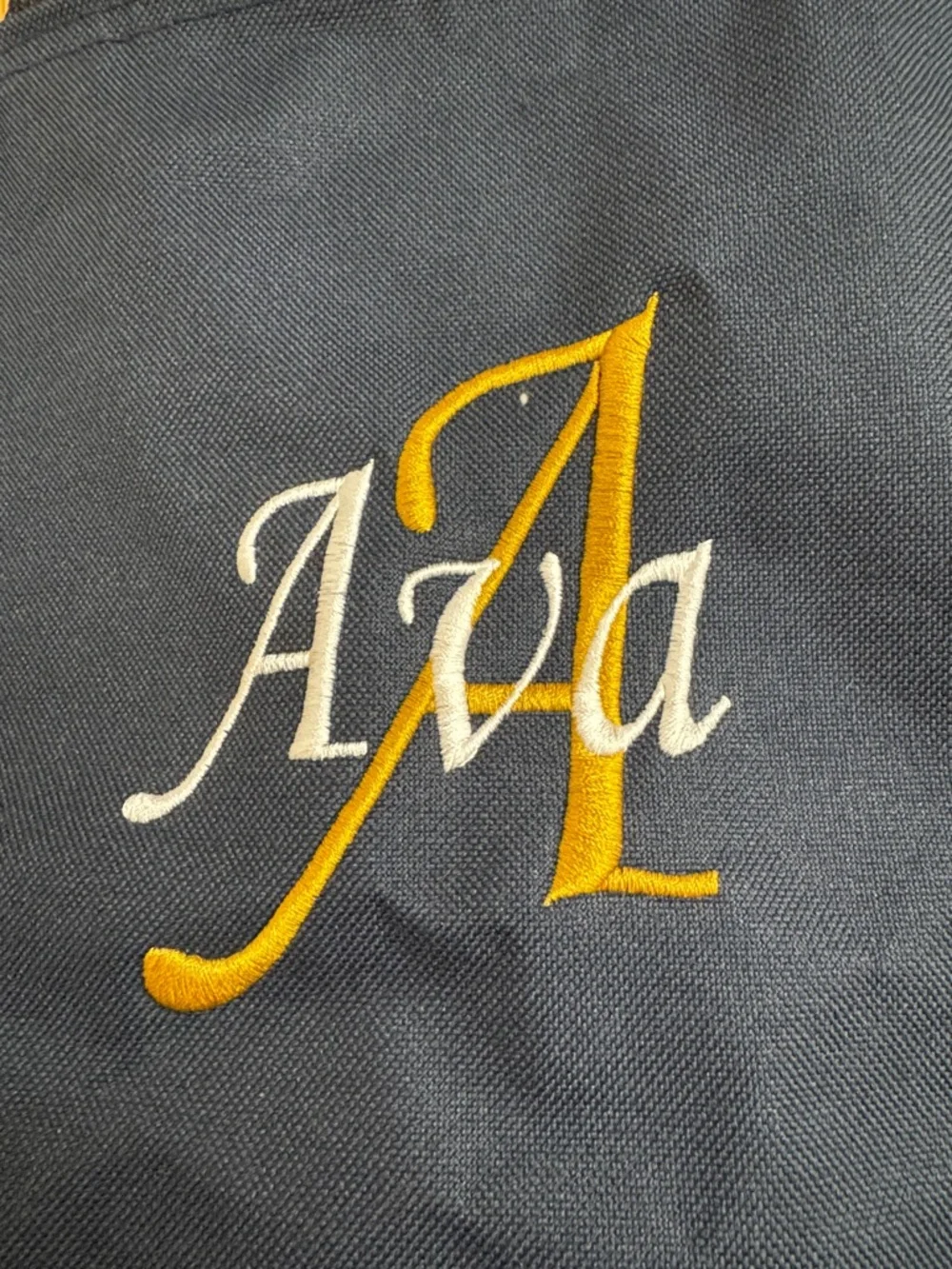 Embroidered Navy Tote with Gold & White 'Ava' Monogram - Picture 2 of 6